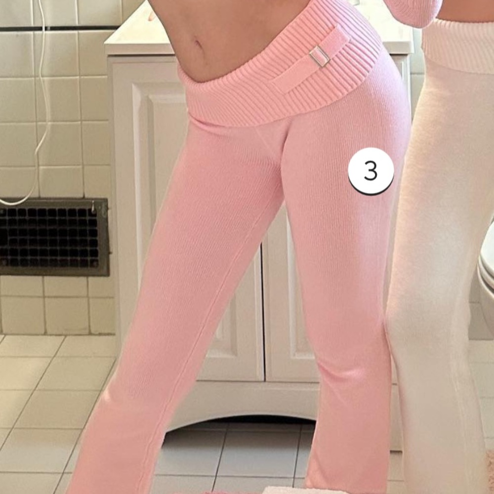 Frankies Bikinis Fleur Knit Pant Pink NWT